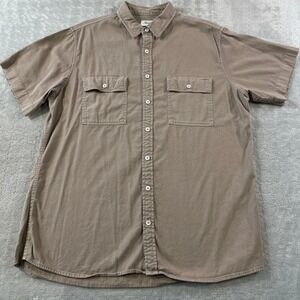 Rowan Shirt Warwick Heritage Mens Large Brown Flap Pocket Casual Preppy Twill